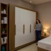 Sofá Retrátil e Reclinável Afrodite Slim 2,90 m Veludo Bege 106 – ZARAT ESTOFADOS