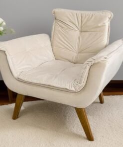 Poltrona Fixa Canadá/Opala Veludo Bege - JP ESTOFADOS