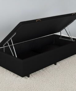Base Box Solteiro Baú Corino Preto - ALTO NÍVEL CAMAS E COLCHÕES