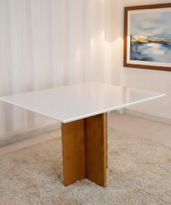 Mesa Salinas 90 (Tampo Dakota c/vidro) Cinamomo/Off White - CEL MOVEIS