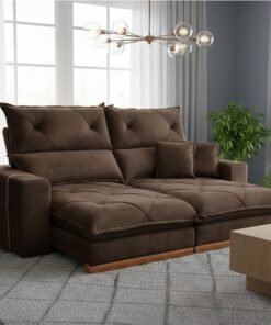 Sofá Retrátil e Reclinável Gran Bello Light 2,50 m Veludo Marrom - QUINE ESTOFADOS