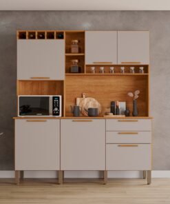 Kit Cozinha New Topazio 1,65 m Cinamomo/Off White - SALLETO
