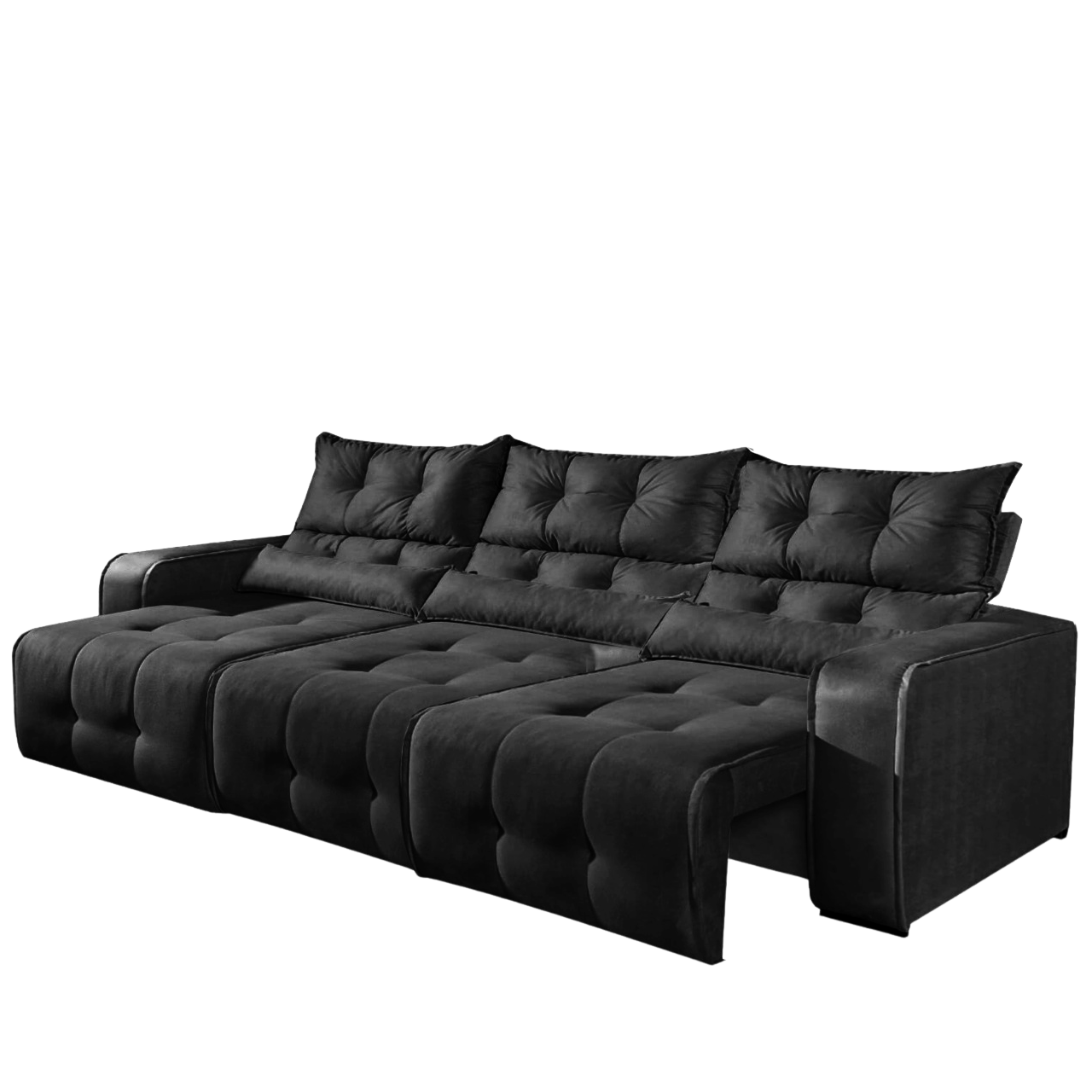 Sofa Retratil e Reclinavel Premier/Minas 2,50 m Veludo Preto 509 – DECORAR ESTOFADOS - Imagem 2