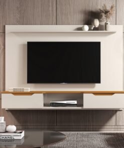 Painel até 75" Studio 2.18 Off White/Cedro - EDN MÓVEIS