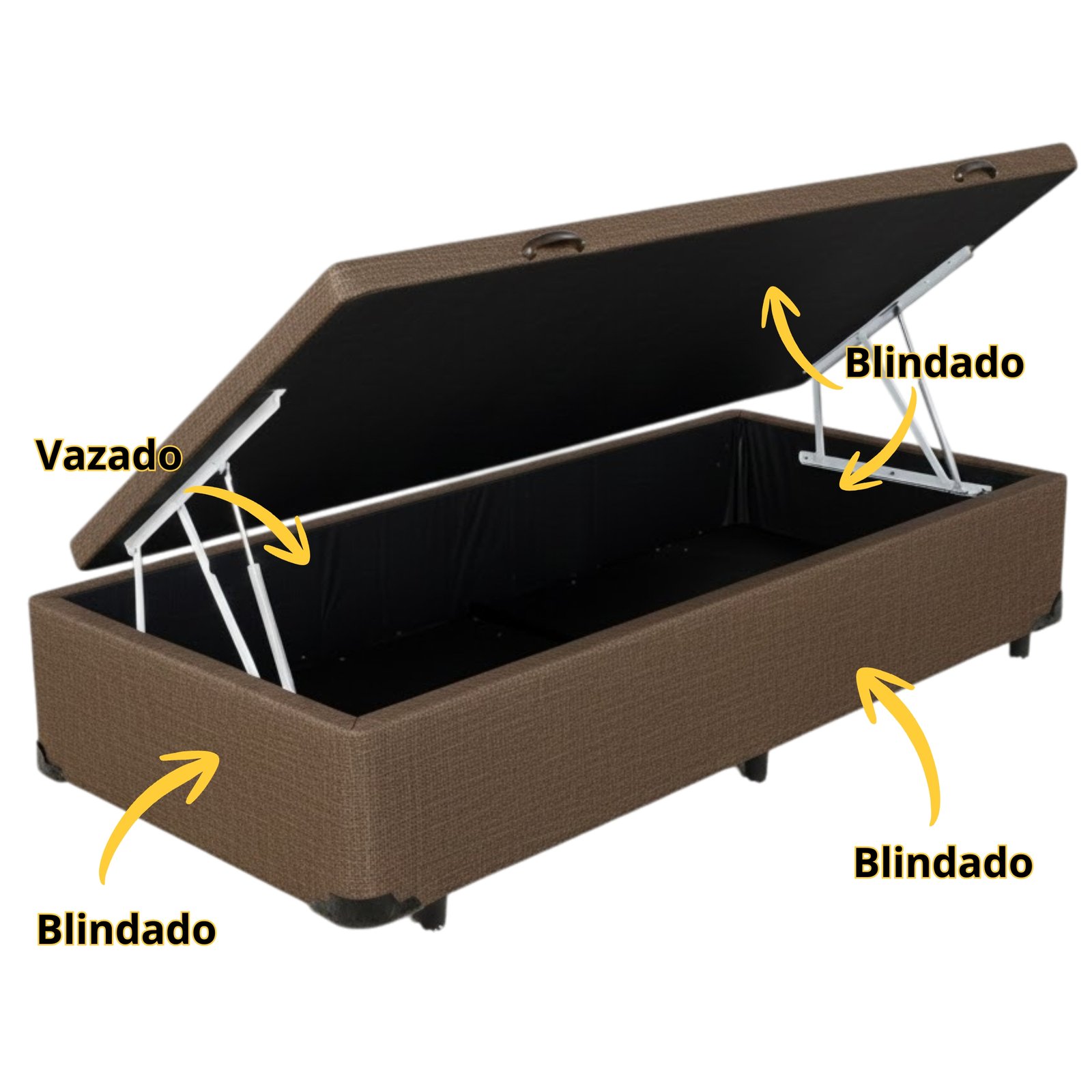 Base Box Solteiro Baú Linho Marrom - ALTO NÍVEL CAMAS E COLCHÕES - Imagem 2