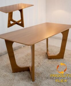 Mesa Dubai 160 (Tampo Londres s/vidro) Cinamomo - CEL MOVEIS