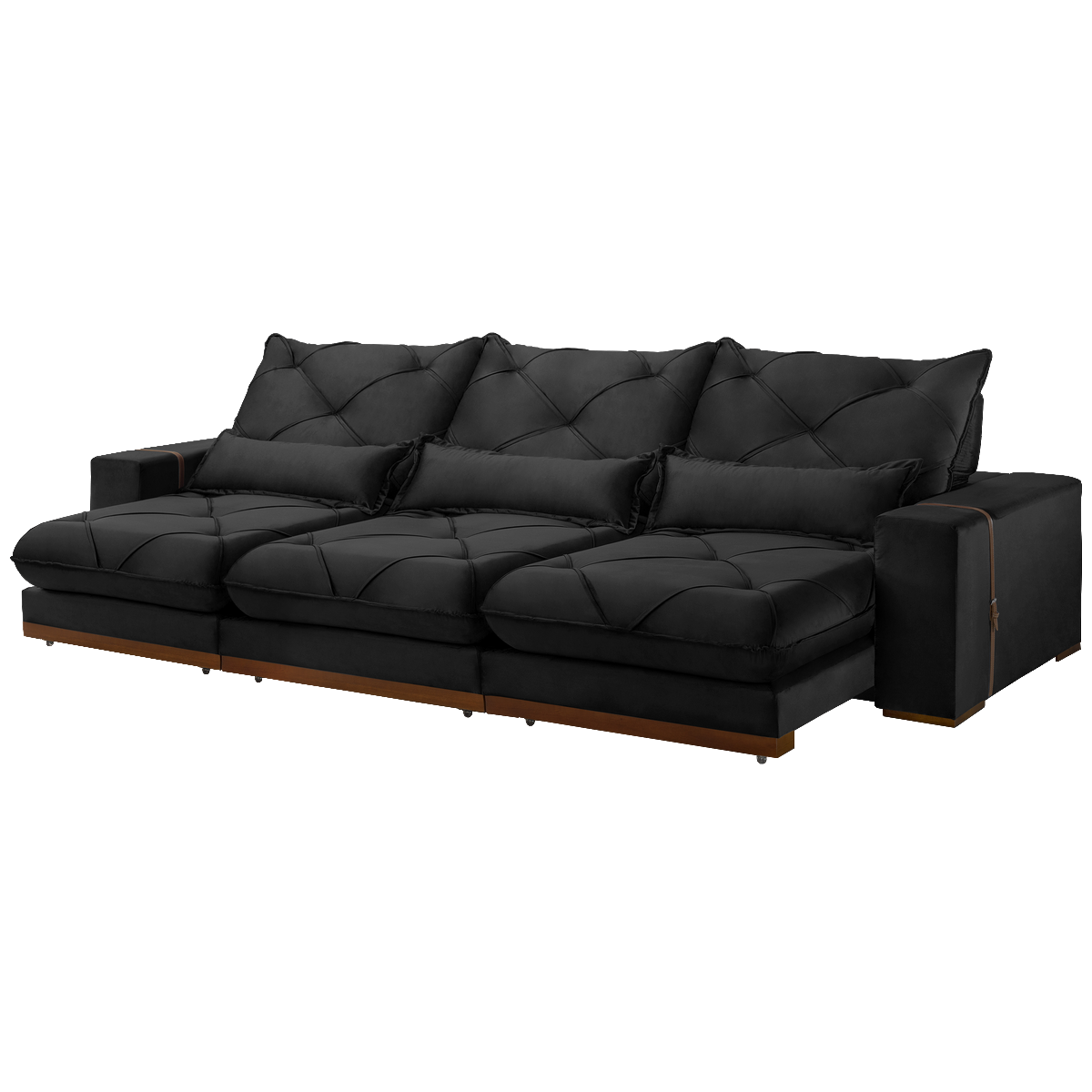 Sofa Retratil e Reclinavel Diamante/Bahia 3,50 m Veludo Preto 210 – PLENA ESTOFADOS - Imagem 2