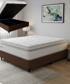 Colchão Casal New Freedom 32 cm D33 Molas Ensacadas + Base Baú Corino Marrom – ORTOBOM + ALTO NÍVEL