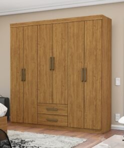 Guarda-Roupa 6 Portas(Sem Espelho/Sem Pés) Áries 1,53 m Cinamomo - CARIOCA MÓVEIS