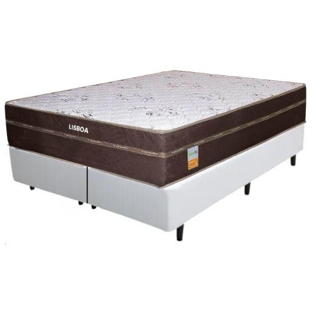 Colchão Queen Lisboa 24 cm D28 Molas Ensacadas + Base Simples Corino Branco – ECOTEC + ALTO NÍVEL - Imagem 2