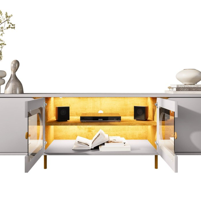 Painel até 75" Maresias + Rack Juquehy Off White/Naturale - BECHARA - Imagem 8