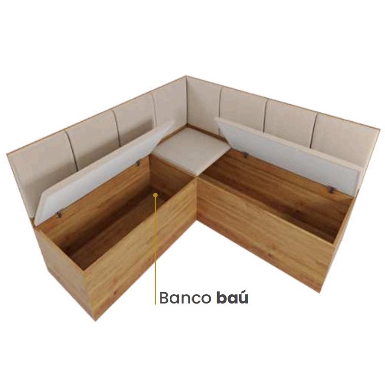 Conjunto Canto Alemão + Mesa Mon/Soberano Mel/Blonde + 2 Cadeiras Milão Mel/Linho Bronze – VIERO MÓVEIS - Imagem 5