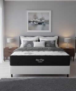 Colchão Casal Star Plus 25 cm D26 Molas Ensacadas + Base Simples Corino Branco – INOVAFLEX + ALTO NÍVEL