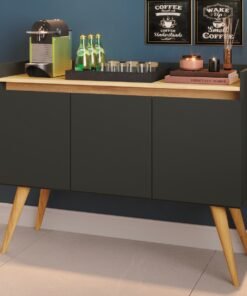 Buffet 3 Portas Gold Preto/Mel - MOVEIS PRIMUS