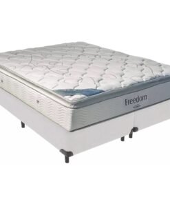 Colchão Queen Freedom + Base Box Simples Corino Branco – ORTOBOM + BIOSTAR