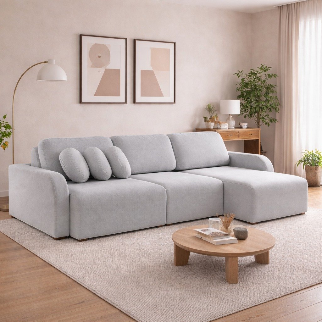 Sofá Cama Retrátil Bellagio 3,00 m Linho Cinza 19 - CONFORT LAR ESTOFADOS