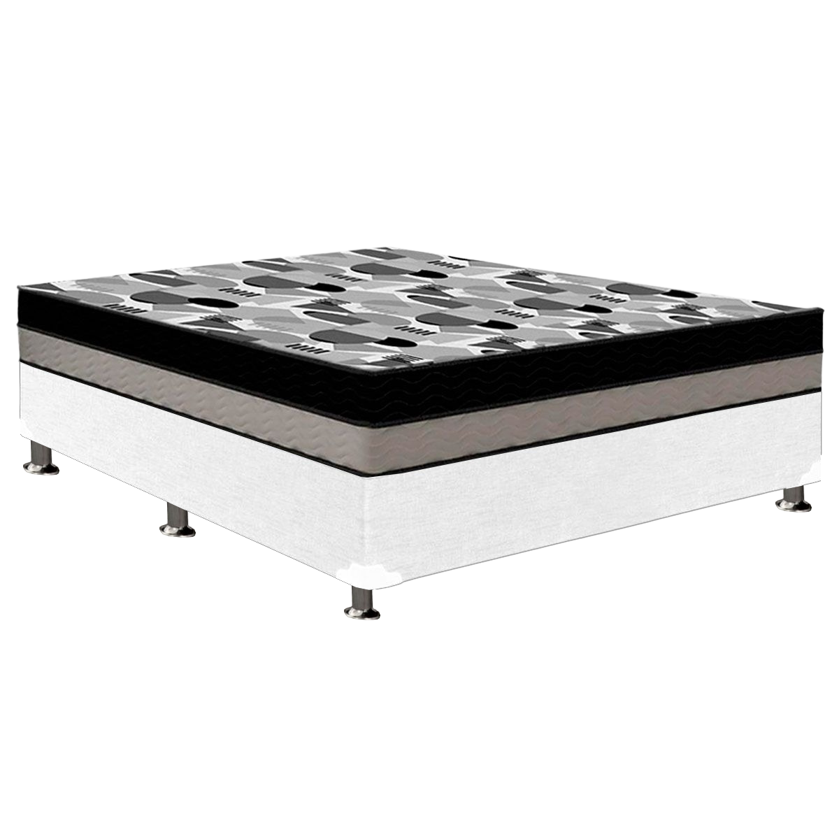 Colchão Casal ISO Dupla Face 20 cm D28/D33 + Base Simples Corino Branco – ORTOBOM + ALTO NÍVEL - Imagem 2