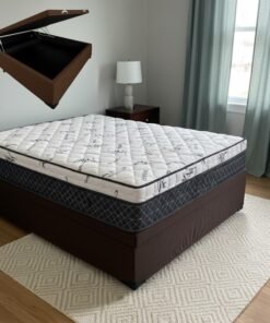 Colchão Casal Prime Light 30 cm D28 Molas Ensacadas + Base Baú Corino Marrom – ORTHOPRIME + BIOSTAR
