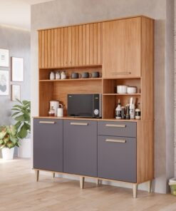 Kit Cozinha 6 Portas Mila 1,51 m Cinamomo/Titanium - MGM MÓVEIS