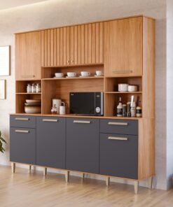 Kit Cozinha 8 portas Lívia 2,00 m Cinamomo/Titanium - MGM MÓVEIS
