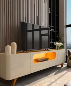 Rack Nobre 210 (Pes de Madeira) Off White/Naturale - GELIUS