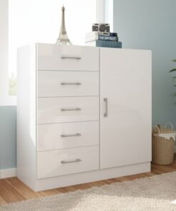 Cômoda 5 Gavetas com Sapateira Miami Branco - FELLICCI