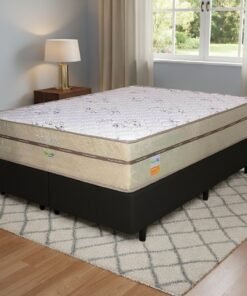 Colchão Queen Toronto 30 cm D28 Molas Ensacadas + Base Simples Corino Preto – ECOTEC + BIOSTAR
