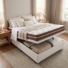 Colchão Casal Classic 22 cm AGD70 Molas Ensacadas + Base Baú Corino Branco – ANJOS COLCHÕES + BIOSTAR