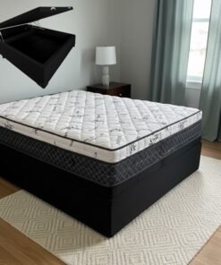 Colchão Casal Prime Light 30 cm D28 Molas Ensacadas + Base Baú Corino Preto – ORTHOPRIME + BIOSTAR