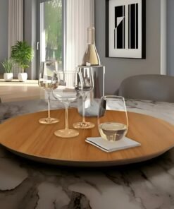 Prato Giratório 45 cm Amadeirado – DELINE DECOR