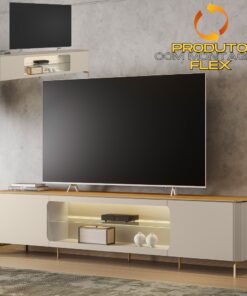 Rack ate 85" Santorini Off White/Tauari Fosco - LINEA BRASIL