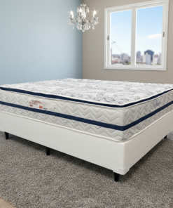 Colchão Casal Blue 32 cm HR33 Molas Ensacadas + Base Simples Corino Branco – PAROPAS + BIOSTAR