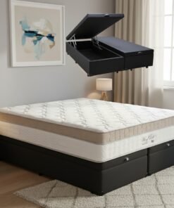 Colchão Queen King Best 28 cm D28 Molas Ensacadas + Base Baú Corino Preto – ANJOS + ALTO NÍVEL