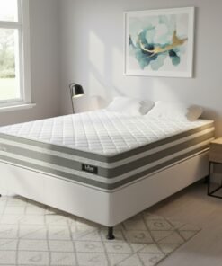 Colchão Casal Talismã 30 cm D28 Molas Ensacadas + Base Simples Corino Branco – DESIGN + BIOSTAR