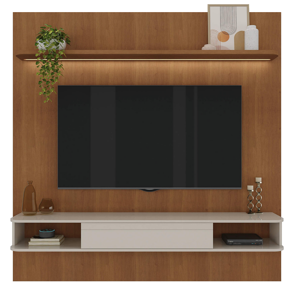 Painel até 75" Belluno Cinamomo/Off White - ARTELY - Imagem 2