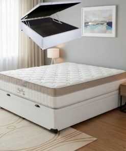 Colchão Casal King Best 28 cm D28 Molas Ensacadas + Base Baú Corino Branco – ANJOS + BIOSTAR