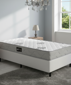 Colchão Solteiro Confort Premium 18 cm D28 + Base Simples Corino Branco – INOVAFLEX + BIOSTAR