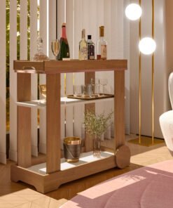 Carrinho Bar Rosé Cinamomo/Off White - ARTELY