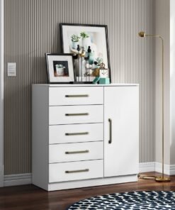 Cômoda 5 Gavetas com Sapateira Milão Branco - ARAMÓVEIS