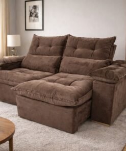 Sofá Retrátil e Reclinável Imperial 2,00 m Veludo Jolie Marrom 05 - IMPERIAL DECOR