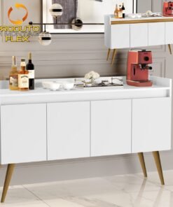 Buffet 4 Portas Gold Branco/Mel/Branco - MOVEIS PRIMUS