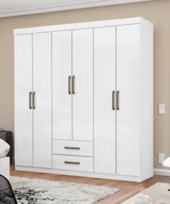 Guarda-Roupa 6 Portas(Sem Espelho/Sem Pes) Aries 1,53 m Branco - CARIOCA MOVEIS