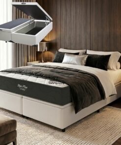 Colchão Queen Star Plus 25 cm D26 Molas Ensacadas + Base Baú Corino Branco – INOVAFLEX + ALTO NÍVEL