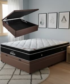 Colchão Casal Elegant Superpocket 28 cm D33 Molas Ensacadas + Base Baú Corino Marrom – ORTOBOM + BIOSTAR