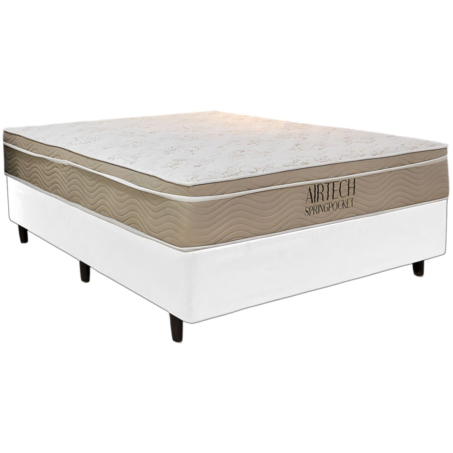 Colchão Casal Airtech Springpocket 25 cm D26 Molas Ensacadas + Base Simples Corino Branco – ORTOBOM + ALTO NÍVEL - Imagem 2