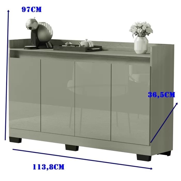 Buffet 4 Portas Real Mel/Pérola - MÓVEIS PRIMUS - Imagem 5