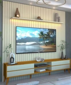 Painel até 85″ Nobre 230 Off White + Rack Magnífico Naturale/Off White – GELIUS