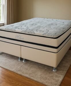 Colchão Queen Blue 32 cm H33 Molas Ensacadas + Base Simples Corino Branco – PAROPAS + BIOSTAR
