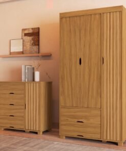 Guarda-Roupa 3 Portas + Cômoda 4 Gavetas com Sapateira Bela Nature - MADEC MÓVEIS
