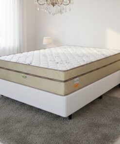 Colchão Casal Toronto 30 cm D28 Molas Ensacadas + Base Simples Corino Branco – ECOTEC + ALTO NÍVEL